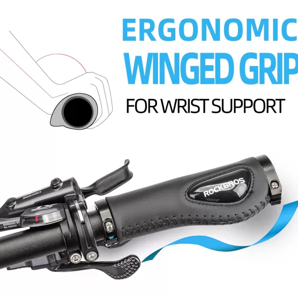 imageROCKBROS Bike Handle Grips Ergonomics Design Soft Gel Dual Lock on Bicycle Handlebar Grips for Mountain MTB MBX Bike Electric Scooterblack
