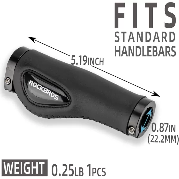 imageROCKBROS Bike Handle Grips Ergonomics Design Soft Gel Dual Lock on Bicycle Handlebar Grips for Mountain MTB MBX Bike Electric Scooterblack