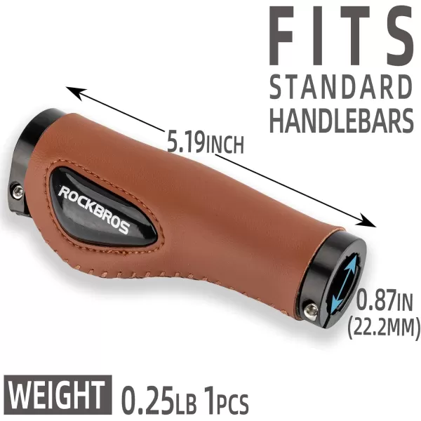 imageROCKBROS Bike Handle Grips Ergonomics Design Soft Gel Dual Lock on Bicycle Handlebar Grips for Mountain MTB MBX Bike Electric Scooterbrown