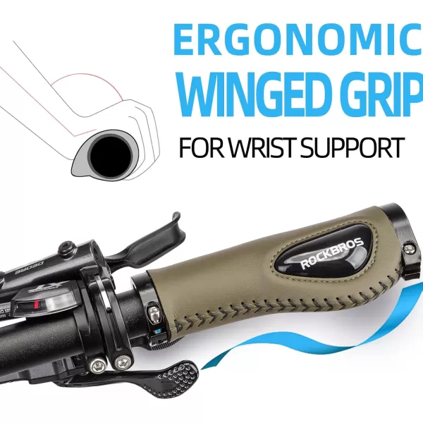 imageROCKBROS Bike Handle Grips Ergonomics Design Soft Gel Dual Lock on Bicycle Handlebar Grips for Mountain MTB MBX Bike Electric Scootergreen