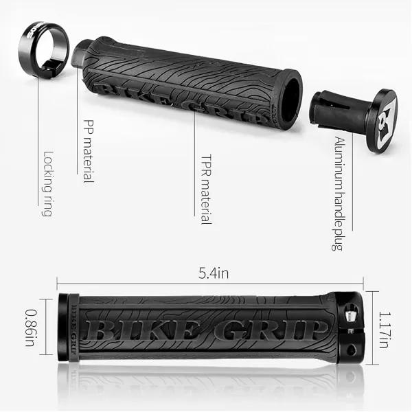 imageROCKBROS Bike Handlebar Grips Double Lockon MTB Bicycle Handle Bar Grips Ergonomic NonSlip Rubber Hand Grip for Scooter Mountain BMX Beach Cruiser Folding BikeBlack