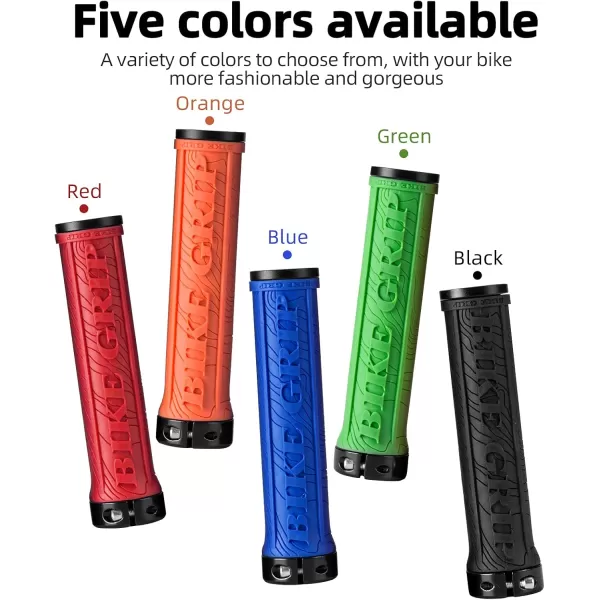 imageROCKBROS Bike Handlebar Grips Double Lockon MTB Bicycle Handle Bar Grips Ergonomic NonSlip Rubber Hand Grip for Scooter Mountain BMX Beach Cruiser Folding BikeBlack