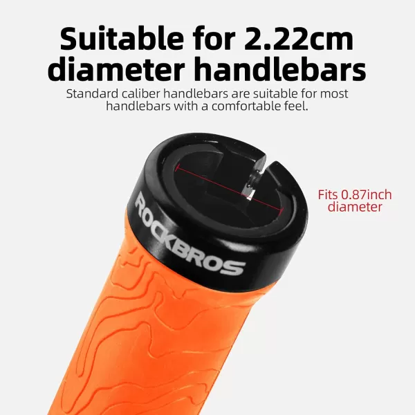 imageROCKBROS Bike Handlebar Grips Double Lockon MTB Bicycle Handle Bar Grips Ergonomic NonSlip Rubber Hand Grip for Scooter Mountain BMX Beach Cruiser Folding BikeOrange