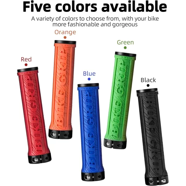 imageROCKBROS Bike Handlebar Grips Double Lockon MTB Bicycle Handle Bar Grips Ergonomic NonSlip Rubber Hand Grip for Scooter Mountain BMX Beach Cruiser Folding BikeOrange