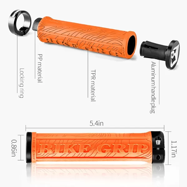 imageROCKBROS Bike Handlebar Grips Double Lockon MTB Bicycle Handle Bar Grips Ergonomic NonSlip Rubber Hand Grip for Scooter Mountain BMX Beach Cruiser Folding BikeOrange