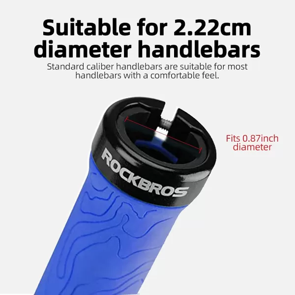 imageROCKBROS Bike Handlebar Grips Double Lockon MTB Bicycle Handle Bar Grips Ergonomic NonSlip Rubber Hand Grip for Scooter Mountain BMX Beach Cruiser Folding BikeBlue