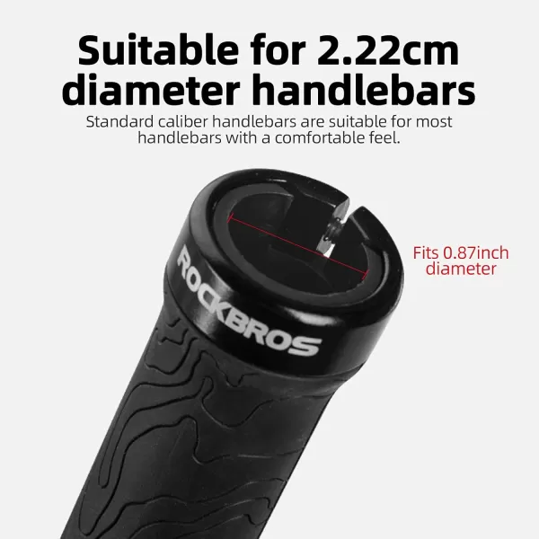 imageROCKBROS Bike Handlebar Grips Double Lockon MTB Bicycle Handle Bar Grips Ergonomic NonSlip Rubber Hand Grip for Scooter Mountain BMX Beach Cruiser Folding BikeBlack