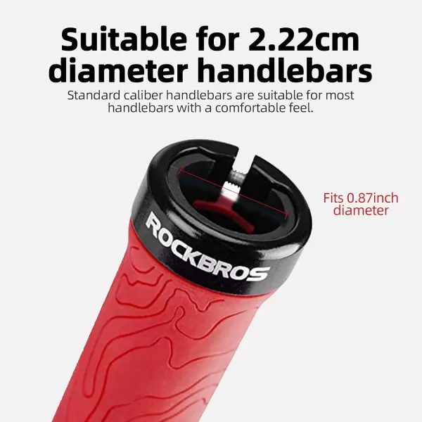 imageROCKBROS Bike Handlebar Grips Double Lockon MTB Bicycle Handle Bar Grips Ergonomic NonSlip Rubber Hand Grip for Scooter Mountain BMX Beach Cruiser Folding BikeRed