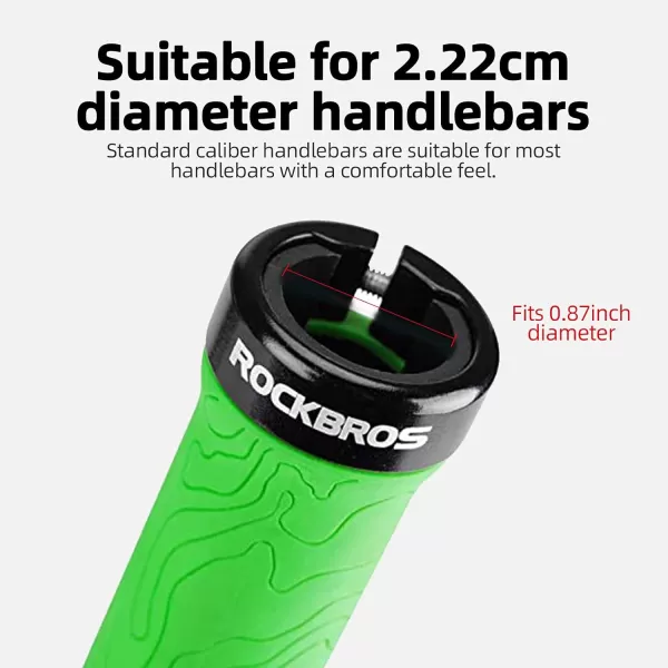 imageROCKBROS Bike Handlebar Grips Double Lockon MTB Bicycle Handle Bar Grips Ergonomic NonSlip Rubber Hand Grip for Scooter Mountain BMX Beach Cruiser Folding BikeGreen