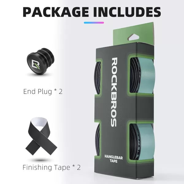 imageROCKBROS Bike Handlebar Tape  Road Bicycle Bar Tapes 2 Roll PU Leather Surface EVA Foam Cycling Handle Bar Wraps with End PlugsGreen