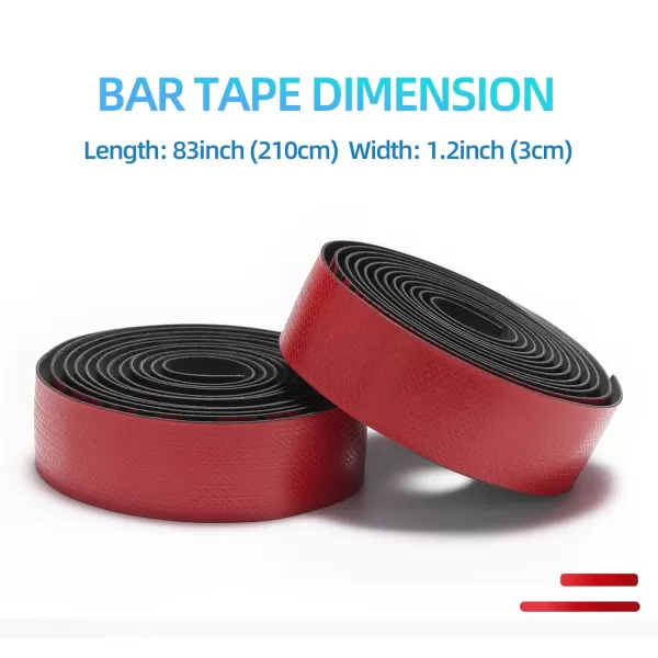 imageROCKBROS Bike Handlebar Tape  Road Bicycle Bar Tapes 2 Roll PU Leather Surface EVA Foam Cycling Handle Bar Wraps with End PlugsRed