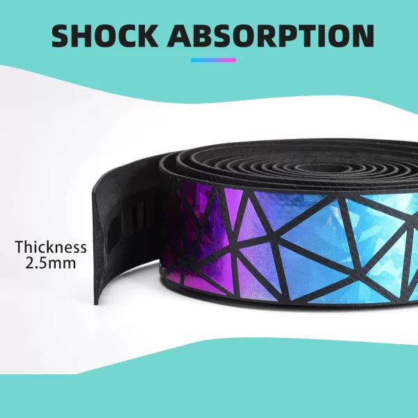imageROCKBROS Bike Handlebar Tape  Road Bicycle Bar Tapes 2 Roll PU Leather Surface EVA Foam Cycling Handle Bar Wraps with End PlugsSequins Colorful