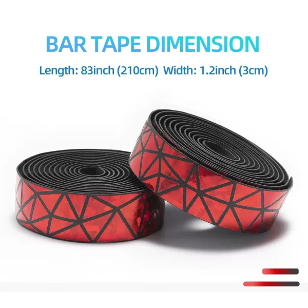 imageROCKBROS Bike Handlebar Tape  Road Bicycle Bar Tapes 2 Roll PU Leather Surface EVA Foam Cycling Handle Bar Wraps with End PlugsSequins Red