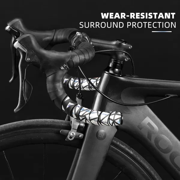 imageROCKBROS Bike Handlebar Tape  Road Bicycle Bar Tapes 2 Roll PU Leather Surface EVA Foam Cycling Handle Bar Wraps with End PlugsSequins Silver