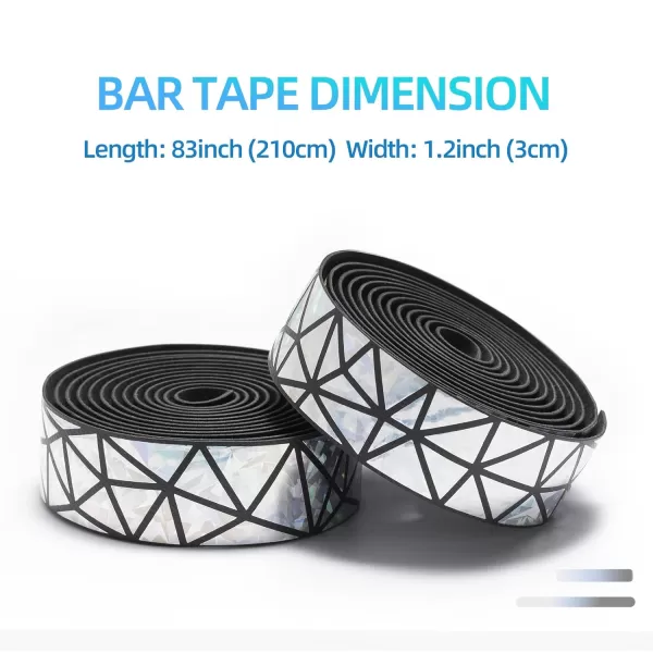 imageROCKBROS Bike Handlebar Tape  Road Bicycle Bar Tapes 2 Roll PU Leather Surface EVA Foam Cycling Handle Bar Wraps with End PlugsSequins Silver