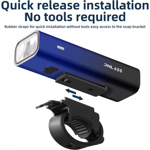 imageROCKBROS Bike Head Light High Lumens Super Bright Lights 2600mAh HighCapacity Rechargeable Bike Front Light Quick Installation Without ToolsFive ModesBattery ReminderIPX6 WaterproofGradient Blue