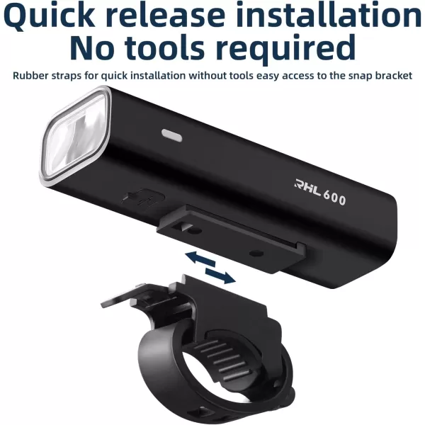 imageROCKBROS Bike Head Light High Lumens Super Bright Lights 2600mAh HighCapacity Rechargeable Bike Front Light Quick Installation Without ToolsFive ModesBattery ReminderIPX6 WaterproofMatte Black