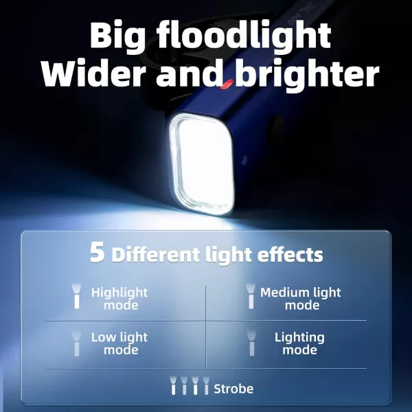imageROCKBROS Bike Head Light High Lumens Super Bright Lights 2600mAh HighCapacity Rechargeable Bike Front Light Quick Installation Without ToolsFive ModesBattery ReminderIPX6 WaterproofGradient Blue