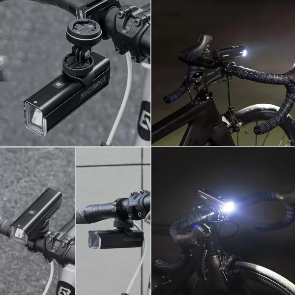 imageROCKBROS Bike Light 1000 Lumens USB Rechargeable Bike Headlight Led IPX6 Waterproof Bike Front Light 5 Modes Aluminum Alloy Super Bright Bike Light for Night RidingUnder Mounted