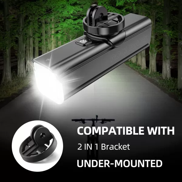 imageROCKBROS Bike Light 1000 Lumens USB Rechargeable Bike Headlight Led IPX6 Waterproof Bike Front Light 5 Modes Aluminum Alloy Super Bright Bike Light for Night RidingUnder Mounted