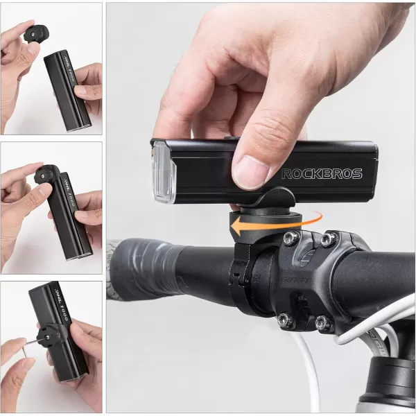 imageROCKBROS Bike Light 1000 Lumens USB Rechargeable Bike Headlight Led IPX6 Waterproof Bike Front Light 5 Modes Aluminum Alloy Super Bright Bike Light for Night RidingUnder Mounted