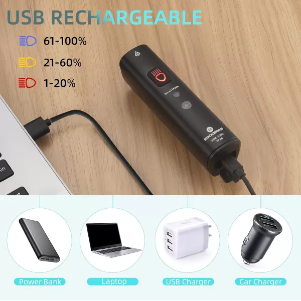 imageROCKBROS Bike Light Super Bright 1000 Lumen 5 Mode LED Bike Light USB Rechargeable Bike Headlight Aluminium Alloy IPX6 Waterproof Front Bike Light with PowerampampSmart Mode Display for Night Riding