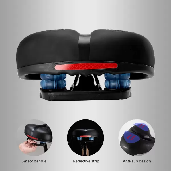 imageROCKBROS Bike Seat Comfort Bike Saddle Mountain Bicycle Accessories for Men Women Soft Wide Bike Seat Cushion Dual Shock Absorbing with Reflective StripBlack
