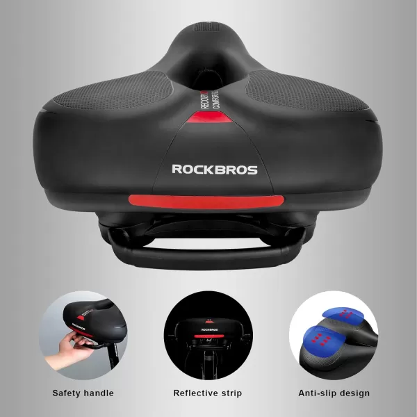 imageROCKBROS Bike Seat Comfort Bike Saddle Mountain Bicycle Accessories for Men Women Soft Wide Bike Seat Cushion Dual Shock Absorbing with Reflective StripYellow
