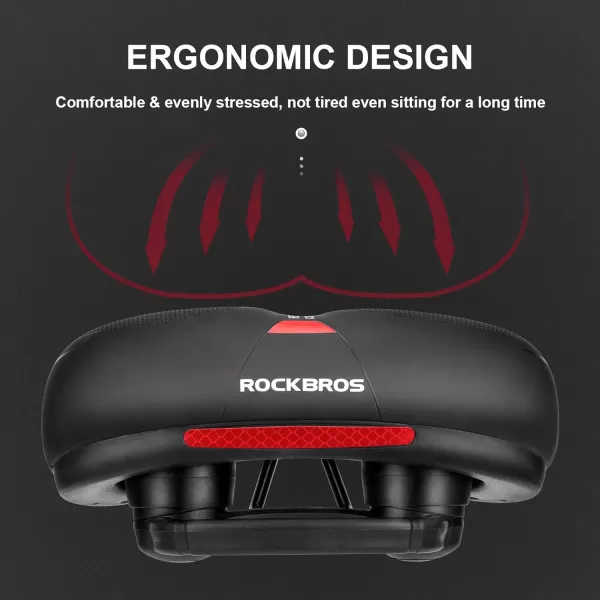 imageROCKBROS Bike Seat Comfort Bike Saddle Mountain Bicycle Accessories for Men Women Soft Wide Bike Seat Cushion Dual Shock Absorbing with Reflective StripBlue
