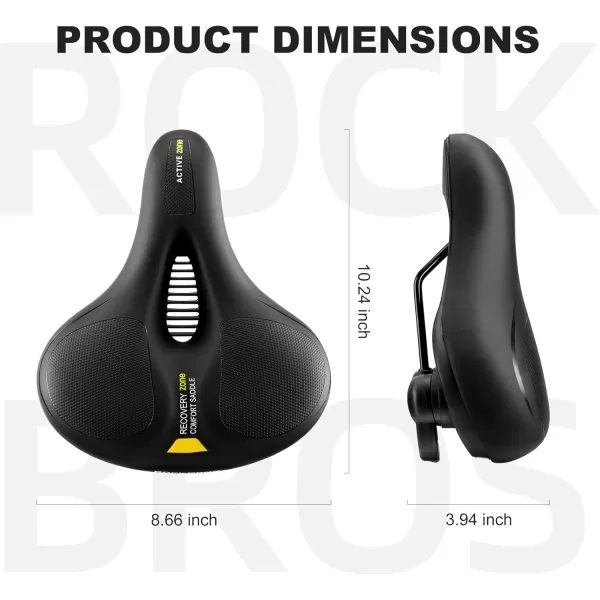 imageROCKBROS Bike Seat Comfort Bike Saddle Mountain Bicycle Accessories for Men Women Soft Wide Bike Seat Cushion Dual Shock Absorbing with Reflective StripYellow