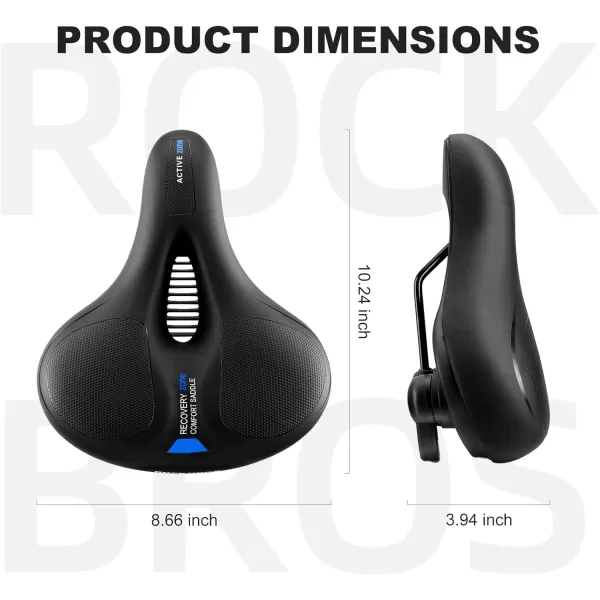 imageROCKBROS Bike Seat Comfort Bike Saddle Mountain Bicycle Accessories for Men Women Soft Wide Bike Seat Cushion Dual Shock Absorbing with Reflective StripBlue