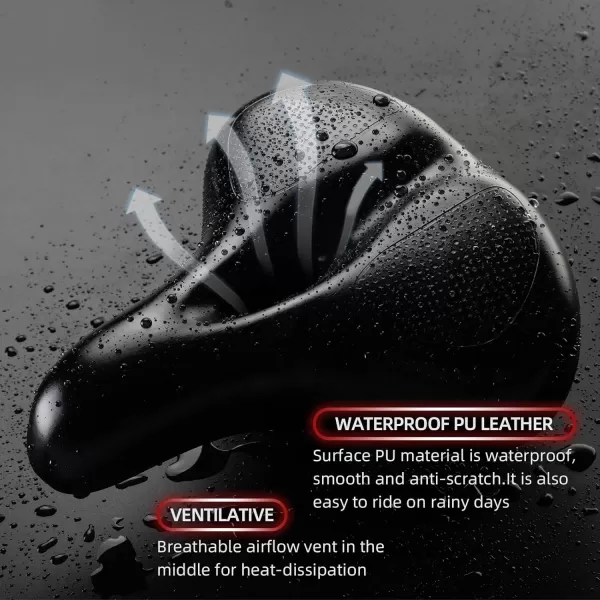 imageROCKBROS Bike Seat Comfort Bike Saddle Mountain Bicycle Accessories for Men Women Soft Wide Bike Seat Cushion Dual Shock Absorbing with Reflective StripBlack