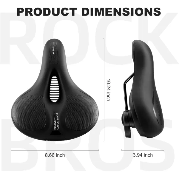 imageROCKBROS Bike Seat Comfort Bike Saddle Mountain Bicycle Accessories for Men Women Soft Wide Bike Seat Cushion Dual Shock Absorbing with Reflective StripBlack 2