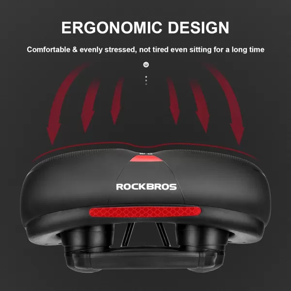 imageROCKBROS Bike Seat Comfort Bike Saddle Mountain Bicycle Accessories for Men Women Soft Wide Bike Seat Cushion Dual Shock Absorbing with Reflective StripBlack 2