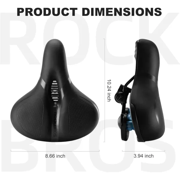 imageROCKBROS Bike Seat Comfort Bike Saddle Mountain Bicycle Accessories for Men Women Soft Wide Bike Seat Cushion Dual Shock Absorbing with Reflective StripBlack