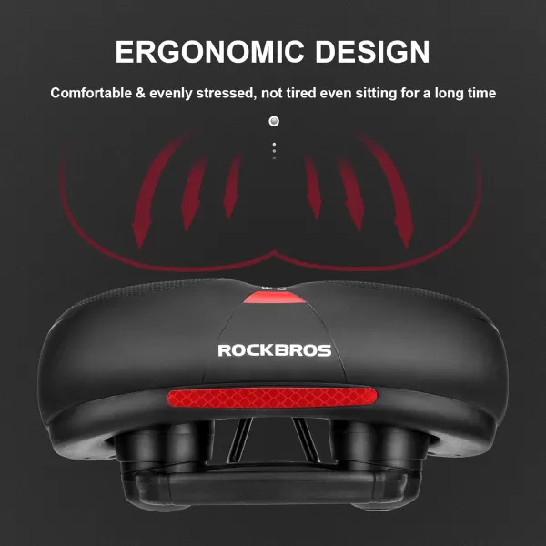 imageROCKBROS Bike Seat Comfort Bike Saddle Mountain Bicycle Accessories for Men Women Soft Wide Bike Seat Cushion Dual Shock Absorbing with Reflective StripRed