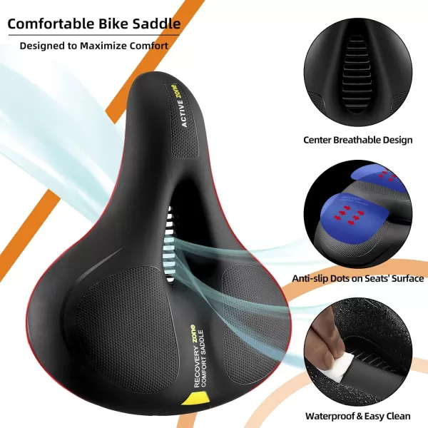 imageROCKBROS Bike Seat Comfort Bike Saddle Mountain Bicycle Accessories for Men Women Soft Wide Bike Seat Cushion Dual Shock Absorbing with Reflective StripYellow