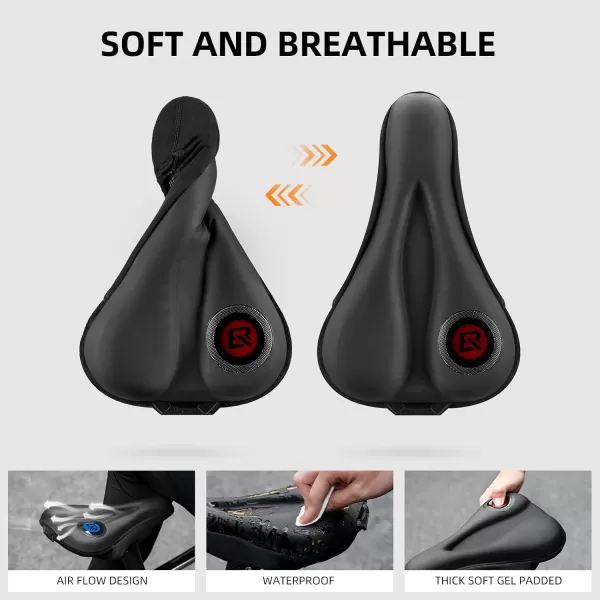 imageROCKBROS Bike Seat Cover Bike Seat Cushion Gel Padded Comfortable for Peloton Seat Cushion Men Women Outdoor ampamp IndoorBlackBlue