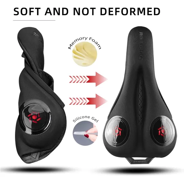 imageROCKBROS Bike Seat Cushion Gel Bike Seat Cover Padded Narrow Seat Cover for Peloton Bike Spin Bike Stationary Bike Exercise Bike Mountain Road Bike with Rain Cover 11x7inchRed