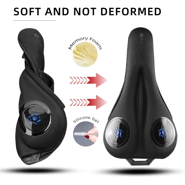imageROCKBROS Bike Seat Cushion Gel Bike Seat Cover Padded Narrow Seat Cover for Peloton Bike Spin Bike Stationary Bike Exercise Bike Mountain Road Bike with Rain Cover 11x7inchBlue