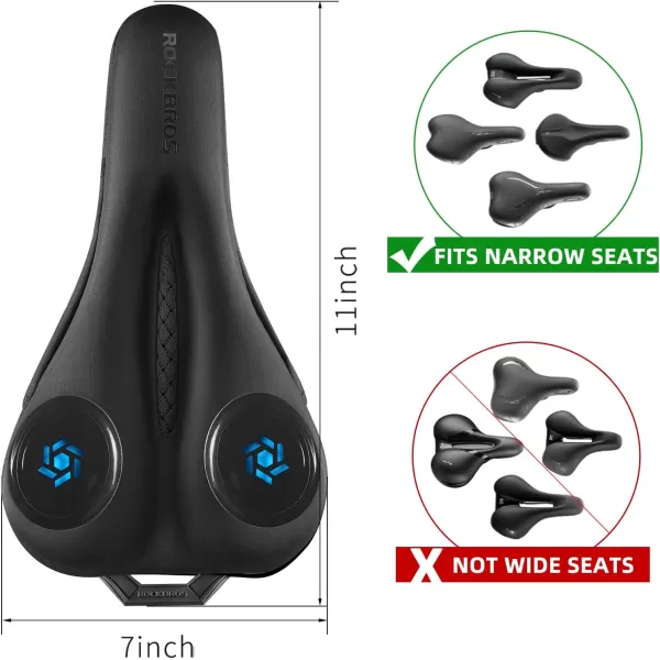 imageROCKBROS Bike Seat Cushion Gel Bike Seat Cover Padded Narrow Seat Cover for Peloton Bike Spin Bike Stationary Bike Exercise Bike Mountain Road Bike with Rain Cover 11x7inchBlue