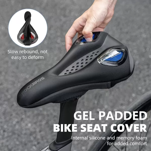 imageROCKBROS Bike Seat Cushion Gel Padded Bicycle Seat Cover for Men Women Comfort Adjustable Bike Seat Cover Compatible with Peloton Outdoor ampamp Indoor Bicycle Seat Cushion 102quotx7quotBlue