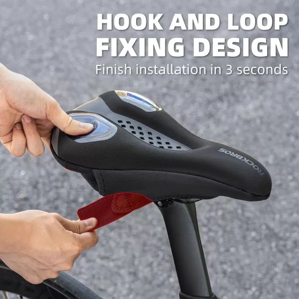 imageROCKBROS Bike Seat Cushion Gel Padded Bicycle Seat Cover for Men Women Comfort Adjustable Bike Seat Cover Compatible with Peloton Outdoor ampamp Indoor Bicycle Seat Cushion 102quotx7quotBlue