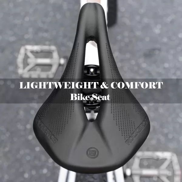 imageROCKBROS Bike Seat Lightweight Carbon Fiber Bike Saddle Comfortable Road Bike Seat Bicycle Accessories for Men Women Pneumatic Cycling Saddle Cushion Shock Absorbing for Road MTB Mountain Bikes152MM Width