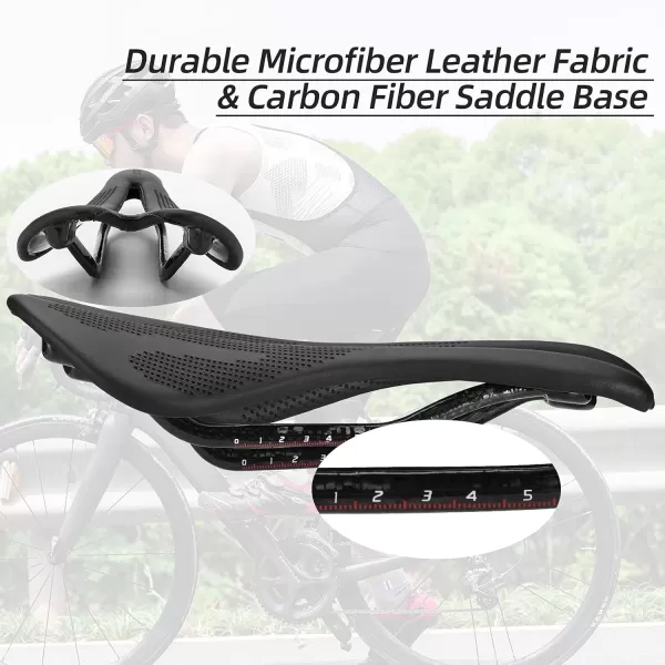imageROCKBROS Bike Seat Lightweight Carbon Fiber Bike Saddle Comfortable Road Bike Seat Bicycle Accessories for Men Women Pneumatic Cycling Saddle Cushion Shock Absorbing for Road MTB Mountain Bikes103MM Width