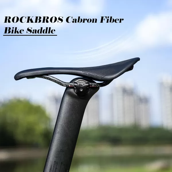 imageROCKBROS Bike Seat Lightweight Carbon Fiber Bike Saddle Comfortable Road Bike Seat Bicycle Accessories for Men Women Pneumatic Cycling Saddle Cushion Shock Absorbing for Road MTB Mountain Bikes103MM Width