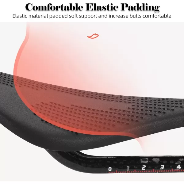 imageROCKBROS Bike Seat Lightweight Carbon Fiber Bike Saddle Comfortable Road Bike Seat Bicycle Accessories for Men Women Pneumatic Cycling Saddle Cushion Shock Absorbing for Road MTB Mountain Bikes103MM Width