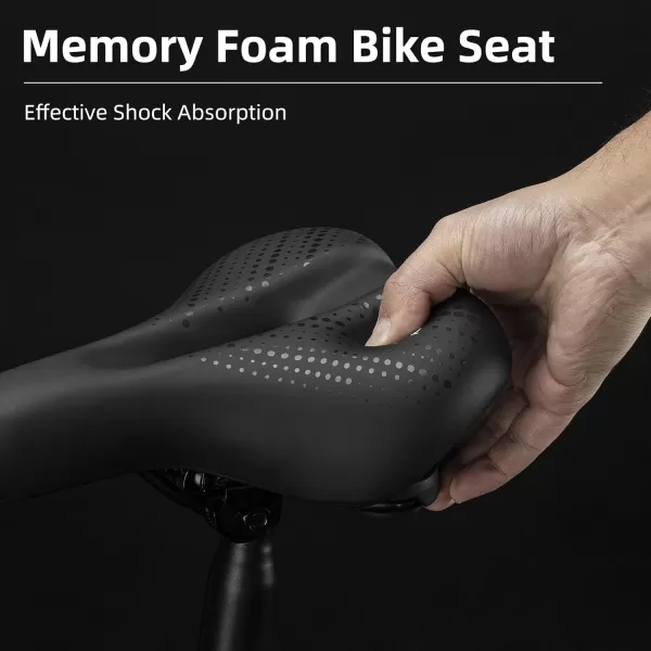 imageROCKBROS Bike Seat for Men Women Comfort Wide Gel Bike Seat ReplacementBreathable Waterproof Padded Bicycle Saddle Compatible with CruiserMountainFat BikesBlackTail Light