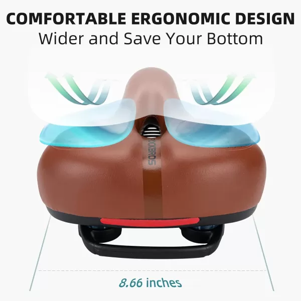 imageROCKBROS Bike Seat for Men Women Comfort Wide Gel Bike Seat ReplacementBreathable Waterproof Padded Bicycle Saddle Compatible with CruiserMountainFat BikesBrown
