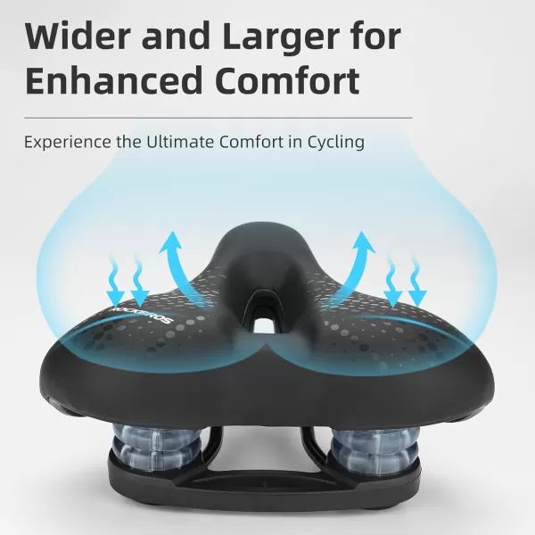 imageROCKBROS Bike Seat for Men Women Comfort Wide Gel Bike Seat ReplacementBreathable Waterproof Padded Bicycle Saddle Compatible with CruiserMountainFat BikesBlackTail Light
